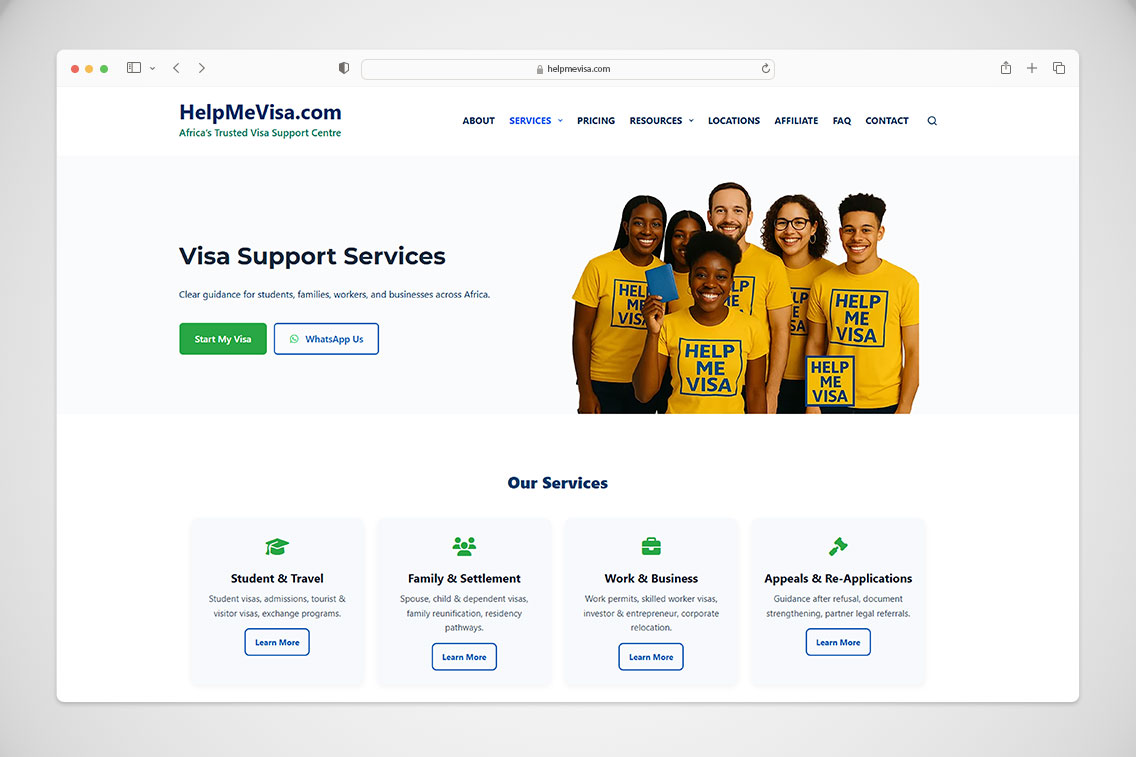 Zylaris Consulting Ghana Case Study – Web Design & Digital Transformation for HelpMeVisa.com