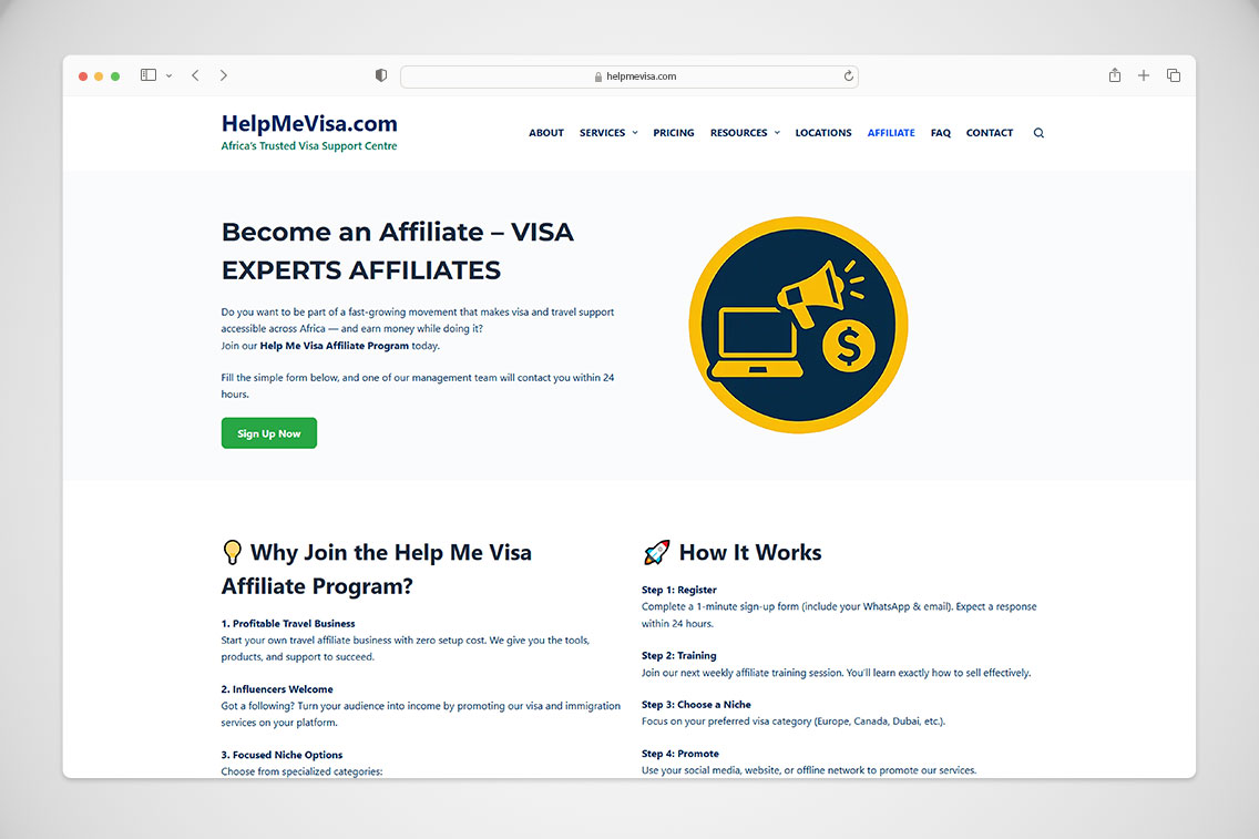 Zylaris Consulting Ghana Case Study – Web Design & Digital Transformation for HelpMeVisa.com