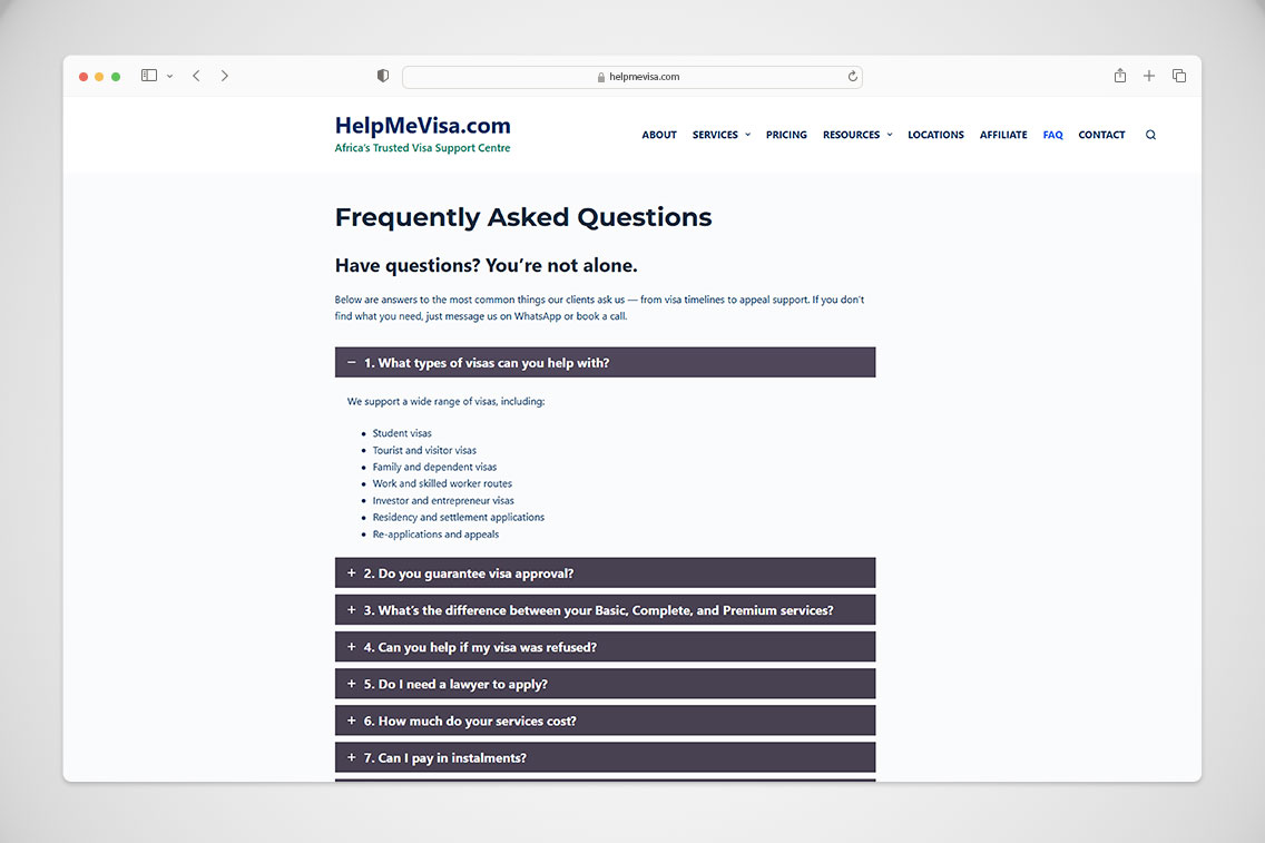 Zylaris Consulting Ghana Case Study – Web Design & Digital Transformation for HelpMeVisa.com